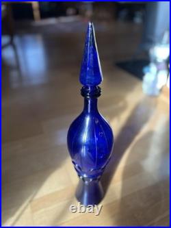 Empoli Cobalt Blue Vintage Genie Decanter with Faceted Stopper, 19.5