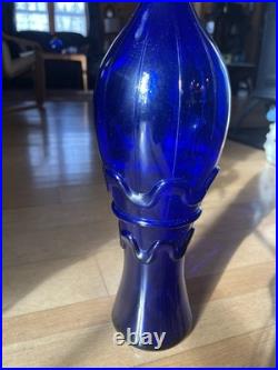 Empoli Cobalt Blue Vintage Genie Decanter with Faceted Stopper, 19.5