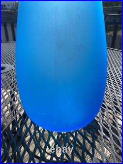 Empoli Genie Bottle Blue Satin Frosted Glass Decanter 23-1/2 Mid Century Modern
