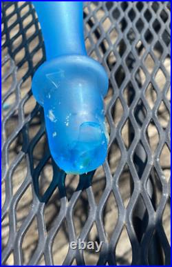 Empoli Genie Bottle Blue Satin Frosted Glass Decanter 23-1/2 Mid Century Modern Empoli Genie Bottle Blue Satin Frosted Glass Decanter 23-1/2 Mid Century Modern