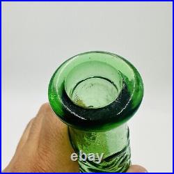 Empoli Glass Decanter Green Wave Italy Stopper 18in H Vintage Mid Century Modern