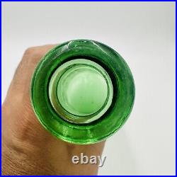 Empoli Glass Decanter Green Wave Italy Stopper 18in H Vintage Mid Century Modern