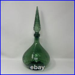Empoli Green Diamond Optic Decanter Bottle & Stopper Genie Vintage Retro