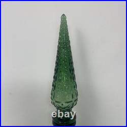 Empoli Green Diamond Optic Decanter Bottle & Stopper Genie Vintage Retro