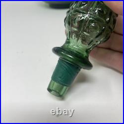Empoli Green Diamond Optic Decanter Bottle & Stopper Genie Vintage Retro
