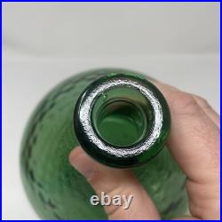 Empoli Green Diamond Optic Decanter Bottle & Stopper Genie Vintage Retro