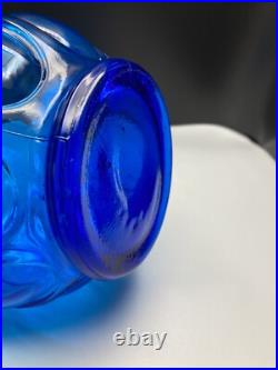 Empoli Italian Capri Blue Glass Corset Decanter Bottle Stopper Italy MCM Vintage