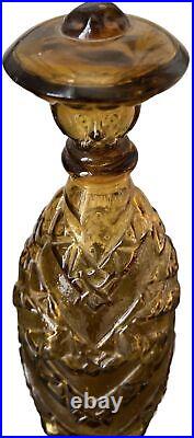 Empoli Italian Glass 12.25 t Amber Man Woman DECANTER with Stopper Genie Bottle