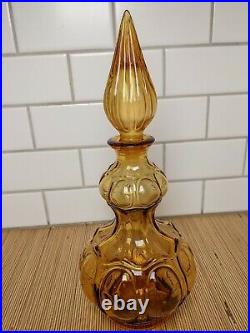 Empoli Italian Glass Corset Shape Amberina Genie Bottle Vintage Decanter