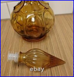 Empoli Italian Glass Corset Shape Amberina Genie Bottle Vintage Decanter