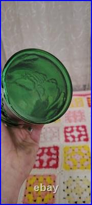 Empoli Italian Glass Decanter Emerald Green Fruit Emboss Stop 21 VTG 60s Large