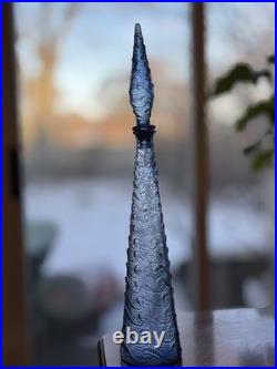 Empoli Italian Vintage MCM Blue Wave Art Glass Decanter Genie Bottle 22 (Read)