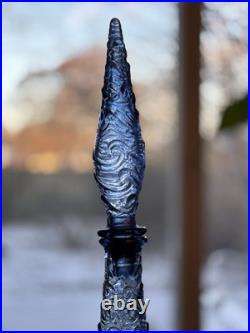 Empoli Italian Vintage MCM Blue Wave Art Glass Decanter Genie Bottle 22 (Read)