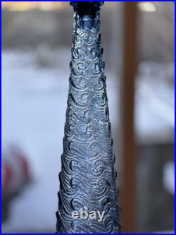 Empoli Italian Vintage MCM Blue Wave Art Glass Decanter Genie Bottle 22 (Read)