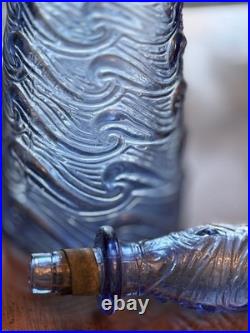 Empoli Italian Vintage MCM Blue Wave Art Glass Decanter Genie Bottle 22 (Read)