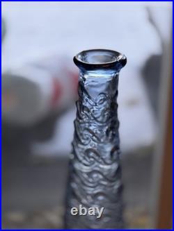 Empoli Italian Vintage MCM Blue Wave Art Glass Decanter Genie Bottle 22 (Read)