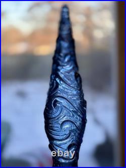 Empoli Italian Vintage MCM Blue Wave Art Glass Decanter Genie Bottle 22 (Read)