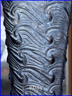 Empoli Italian Vintage MCM Blue Wave Art Glass Decanter Genie Bottle 22 (Read)