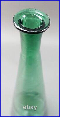 Empoli Italian Vintage MCM Green Art Glass Decanter Genie Bottle 24 1/4