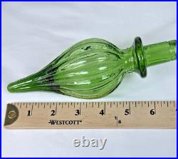 Empoli Italy Emerald Green Glass Honeycomb Quilted Bottle Decanter With2 Stoppers