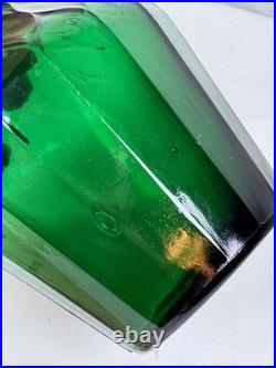 Empoli Italy Emerald Green Glass Honeycomb Quilted Bottle Decanter With2 Stoppers