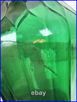 Empoli Italy Emerald Green Glass Honeycomb Quilted Bottle Decanter With2 Stoppers