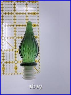 Empoli Italy Emerald Green Glass Honeycomb Quilted Bottle Decanter With2 Stoppers