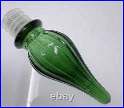 Empoli Italy Emerald Green Glass Honeycomb Quilted Bottle Decanter With2 Stoppers