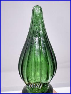 Empoli Italy Emerald Green Glass Honeycomb Quilted Bottle Decanter With2 Stoppers