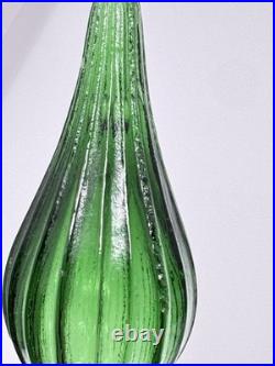 Empoli Italy Emerald Green Glass Honeycomb Quilted Bottle Decanter With2 Stoppers