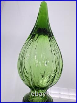 Empoli Italy Emerald Green Glass Honeycomb Quilted Bottle Decanter With2 Stoppers
