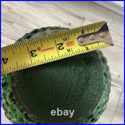 Empoli Italy Green Glass Diamond 22 MCM Genie Bottle Decanter w Stopper vintage