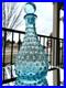 Empoli-Italy-Vintage-MCM-Hand-Made-Blue-Hobnail-Glass-Decanter-Spikey-Seed-Pod-01-ghi