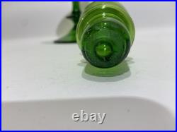 Empoli Optic Green Glass Footed Genie Bottle Decanter w Stopper 20.5 MCM-VTG