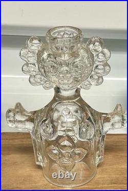 Erik Hoglund Boda Sweden People Figural Glass Decanter Clear MCM Vintage 8 X 6
