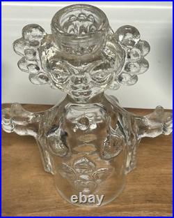 Erik Hoglund Boda Sweden People Figural Glass Decanter Clear MCM Vintage 8 X 6