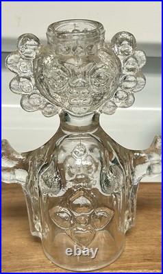 Erik Hoglund Boda Sweden People Figural Glass Decanter Clear MCM Vintage 8 X 6