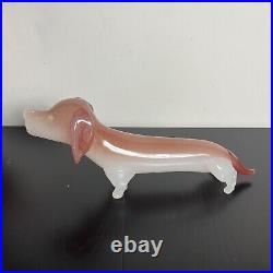 FLAW, READ - Large Vintage Seguso Alabastro Murano Dachshund Dog Glass Decanter