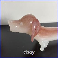 FLAW, READ - Large Vintage Seguso Alabastro Murano Dachshund Dog Glass Decanter