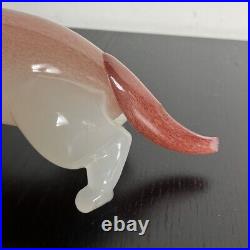 FLAW, READ - Large Vintage Seguso Alabastro Murano Dachshund Dog Glass Decanter