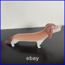 FLAW, READ - Large Vintage Seguso Alabastro Murano Dachshund Dog Glass Decanter