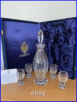 Faberge Vintage Imperial Collection Crystal Vodka Decanter With 4 glasses