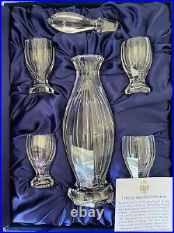Faberge Vintage Imperial Collection Crystal Vodka Decanter With 4 glasses
