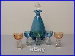 Fabulous Vintage Austrian Art Deco Glass 6-piece Decanter Set