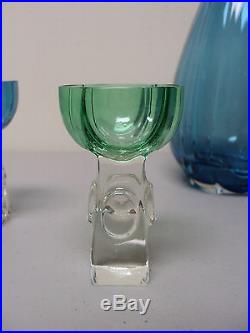 Fabulous Vintage Austrian Art Deco Glass 6-piece Decanter Set