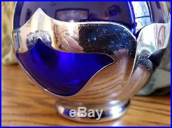 Farber Bros. Cobalt Blue Decanter & 6 Glasses Vintage 1932 signed