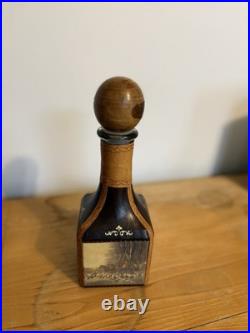 Fausto Conturi Vintage Italian leather-wrapped decanter with embossed scenes