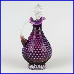 Fenton Plum Opalescent Hobnail Handled Wine Decanter, Vintage c1960 3761 Purple
