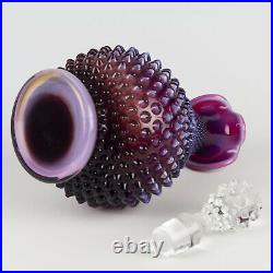 Fenton Plum Opalescent Hobnail Handled Wine Decanter, Vintage c1960 3761 Purple