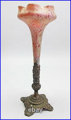 Fine Red KRALIK Loetz Style Iridescent Art Glass Epergne Vase c. 1910 antique